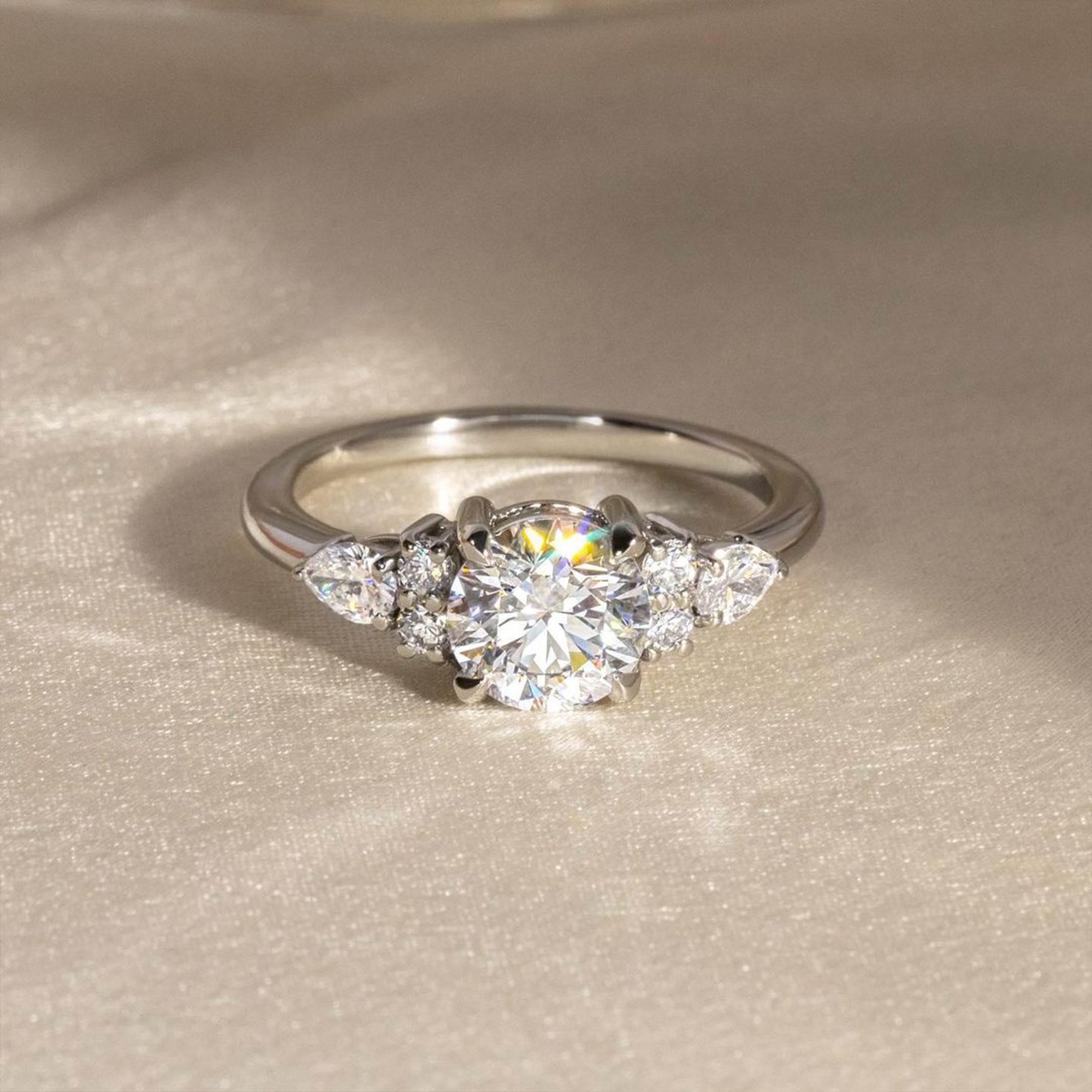 1.3 CT Round Brilliant Cut Diamond Moissanite Engagement Ring