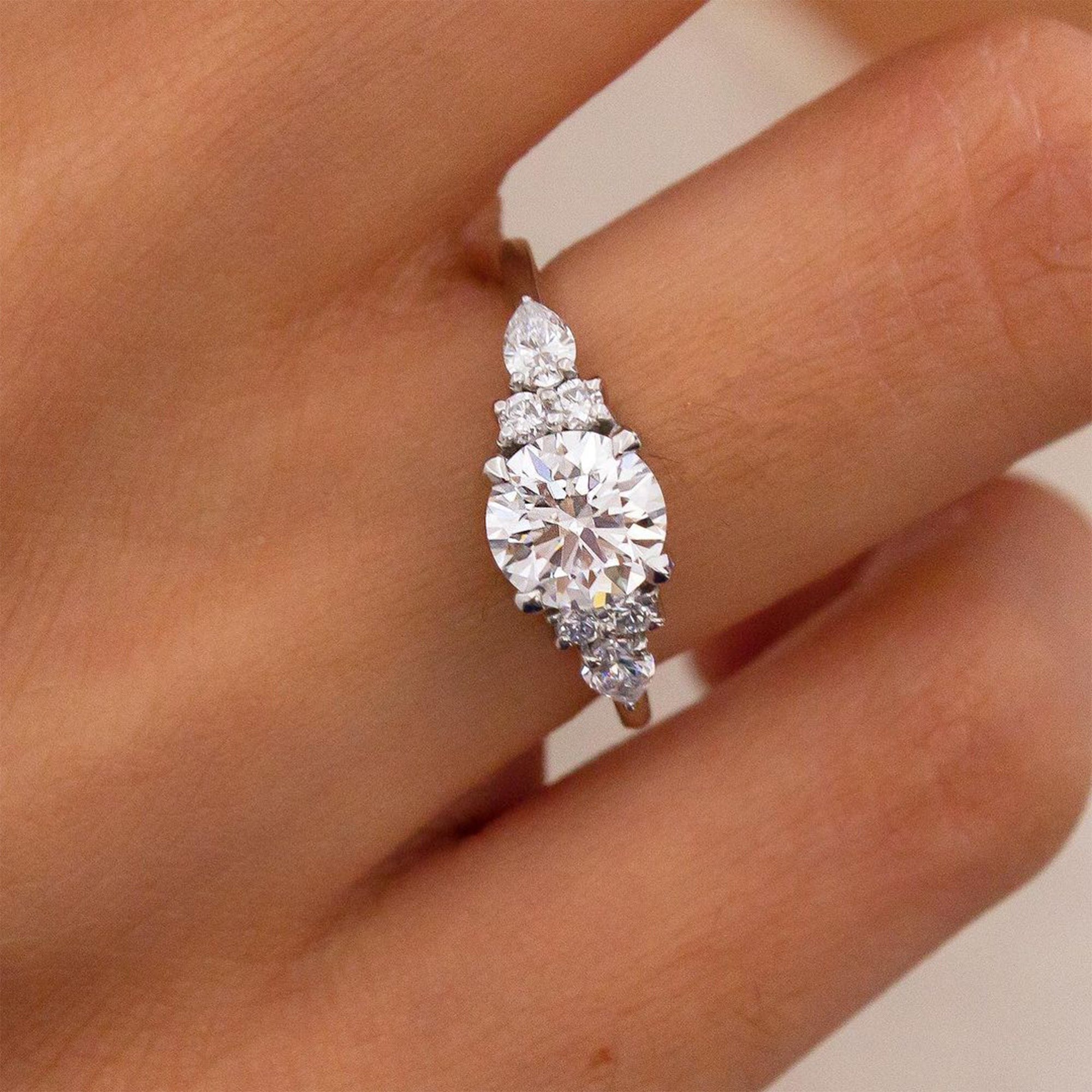 1.3 CT Round Brilliant Cut Diamond Moissanite Engagement Ring