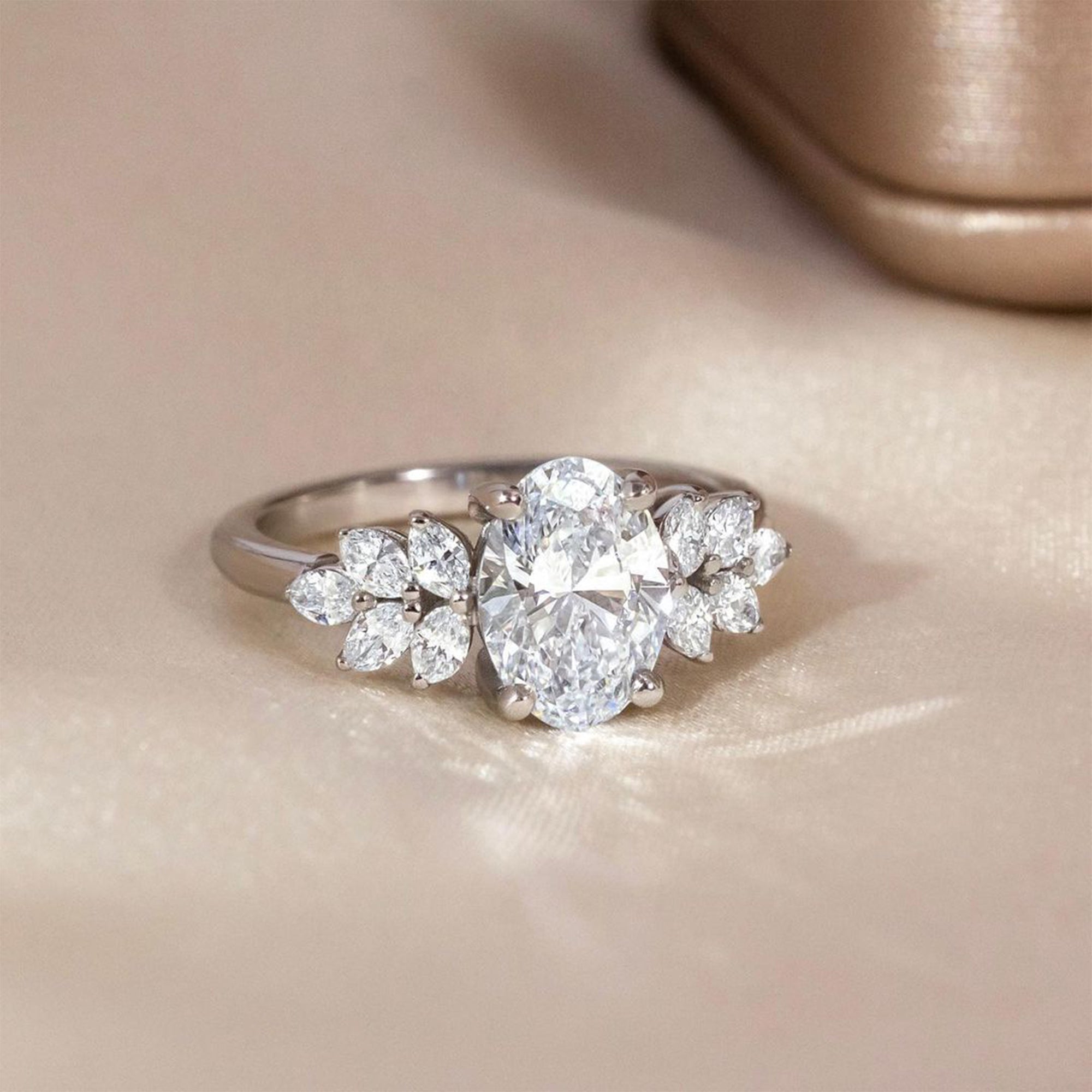 1.5 Carats Oval Cut Moissanite Diamond Engagement Ring