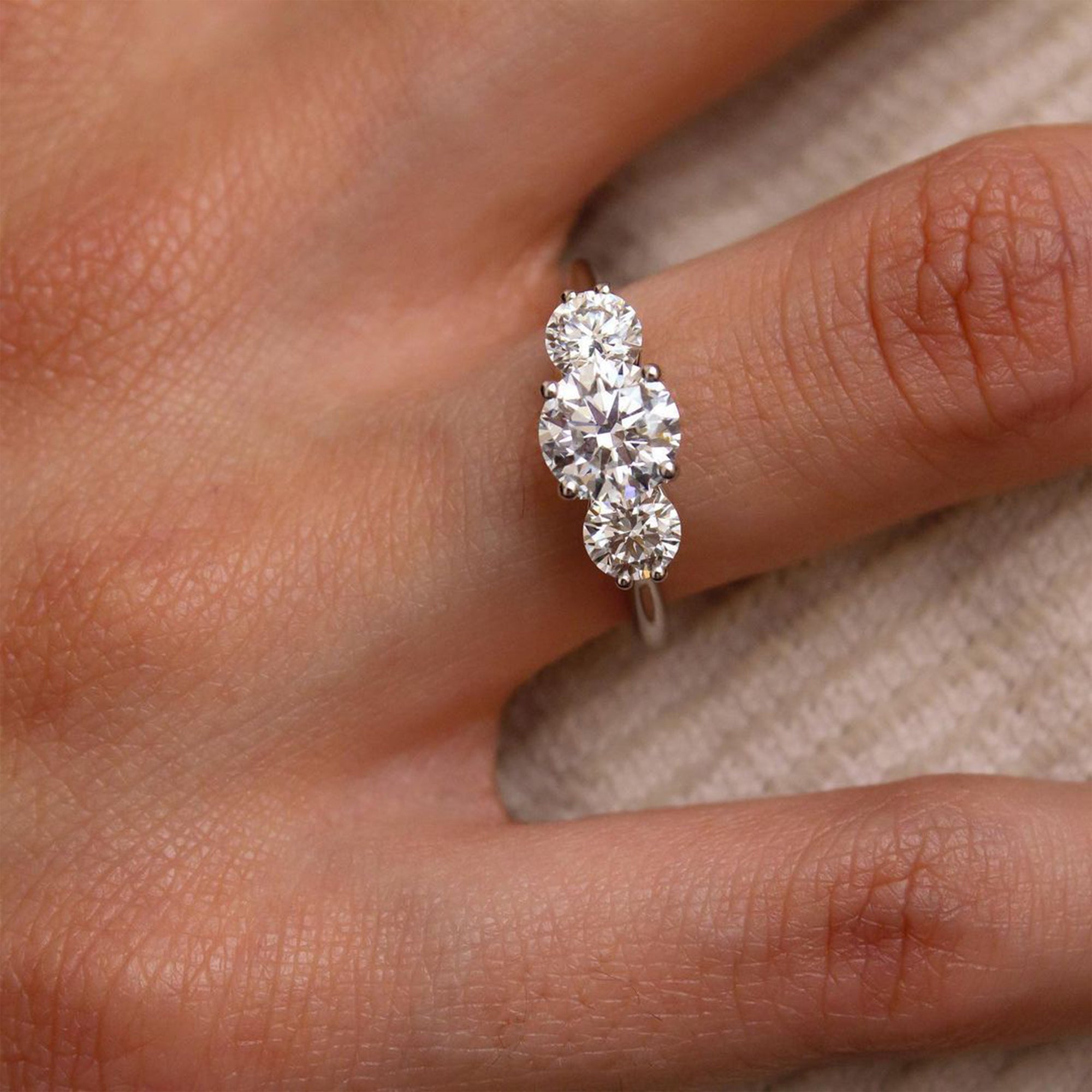Three-Stone Moissanite Engagement Ring - Triple Brilliance