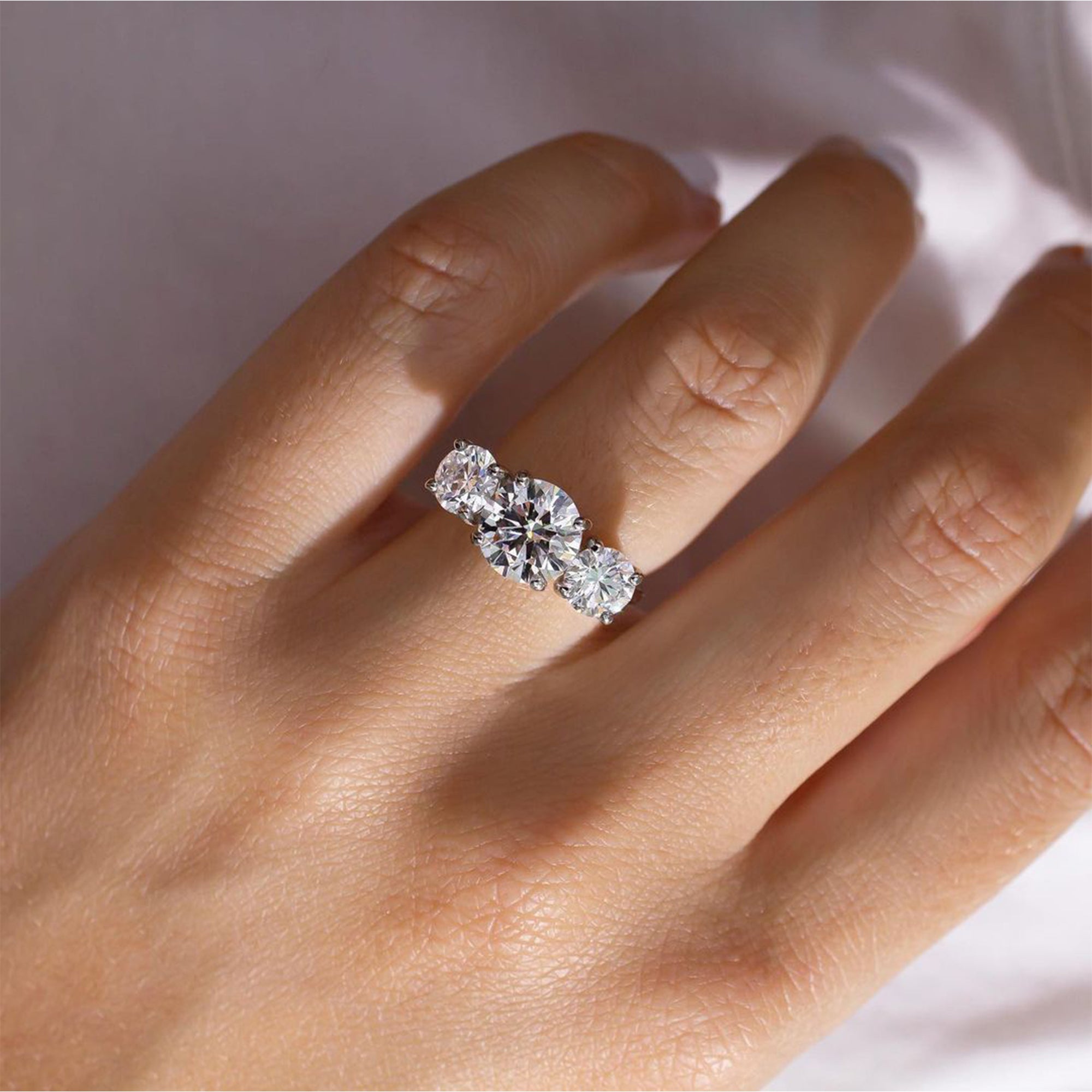 Three-Stone Moissanite Engagement Ring - Triple Brilliance