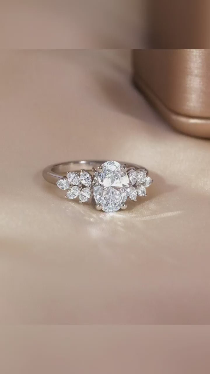 1.5 Carats Oval Cut Moissanite Diamond Engagement Ring