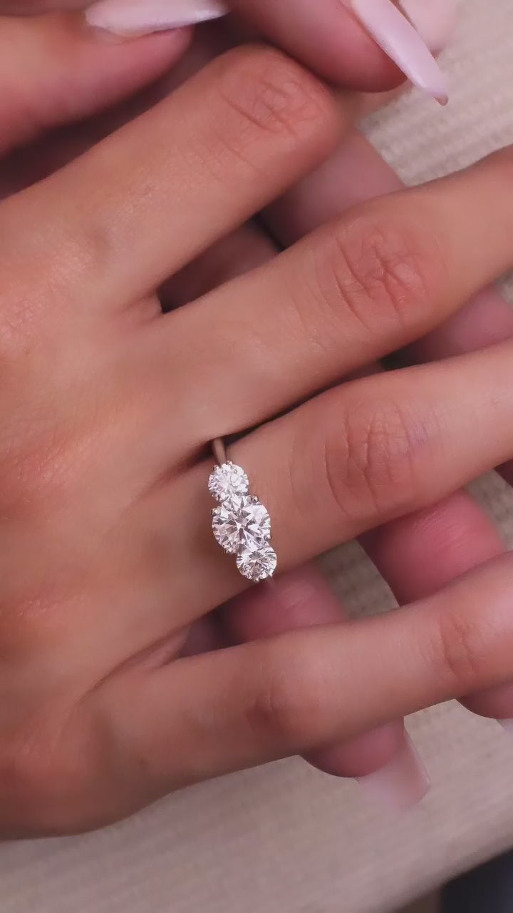 Three-Stone Moissanite Engagement Ring - Triple Brilliance